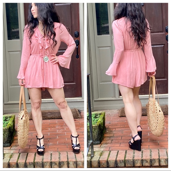 ShopEvelynne Pants - ROSE CHIC LACE UP ROMPER